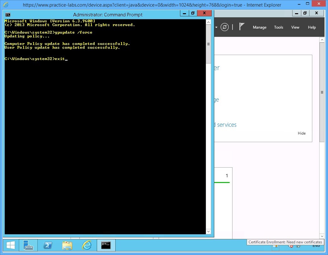 Practice Labs screenshot.